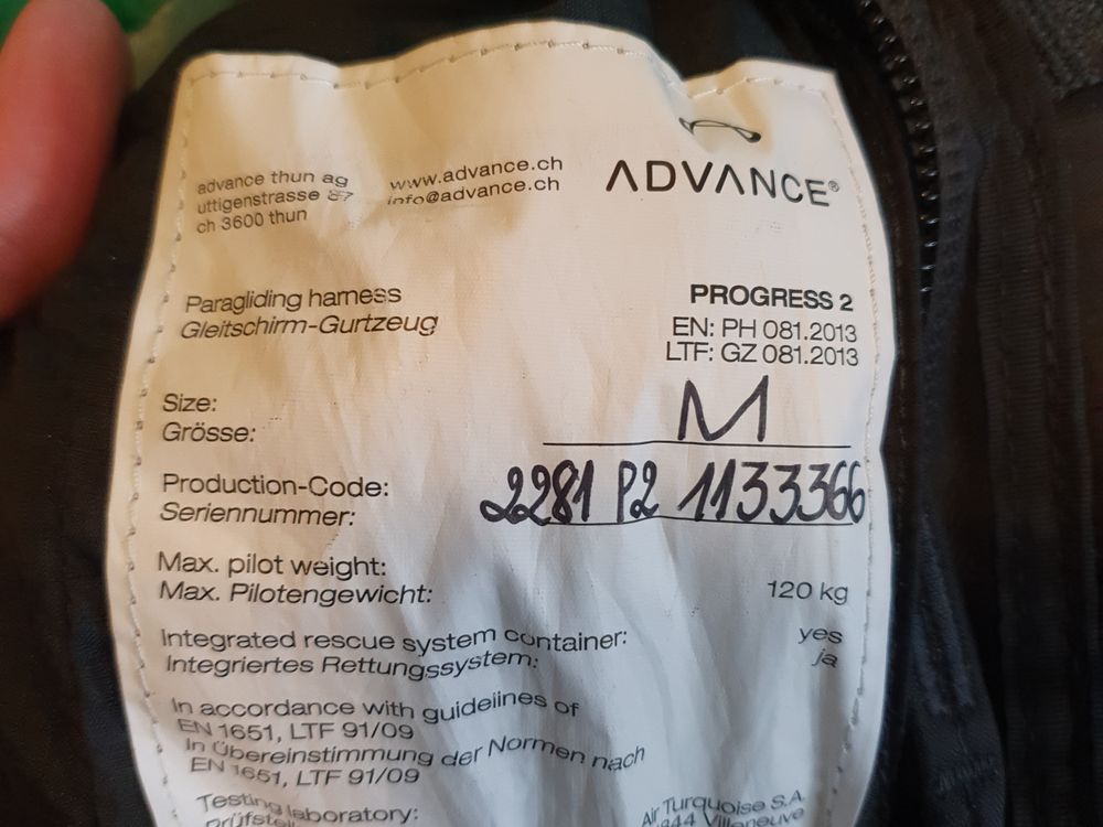 Advance Progress 2 M Gurtzeug 2012 gebraucht thumbnail