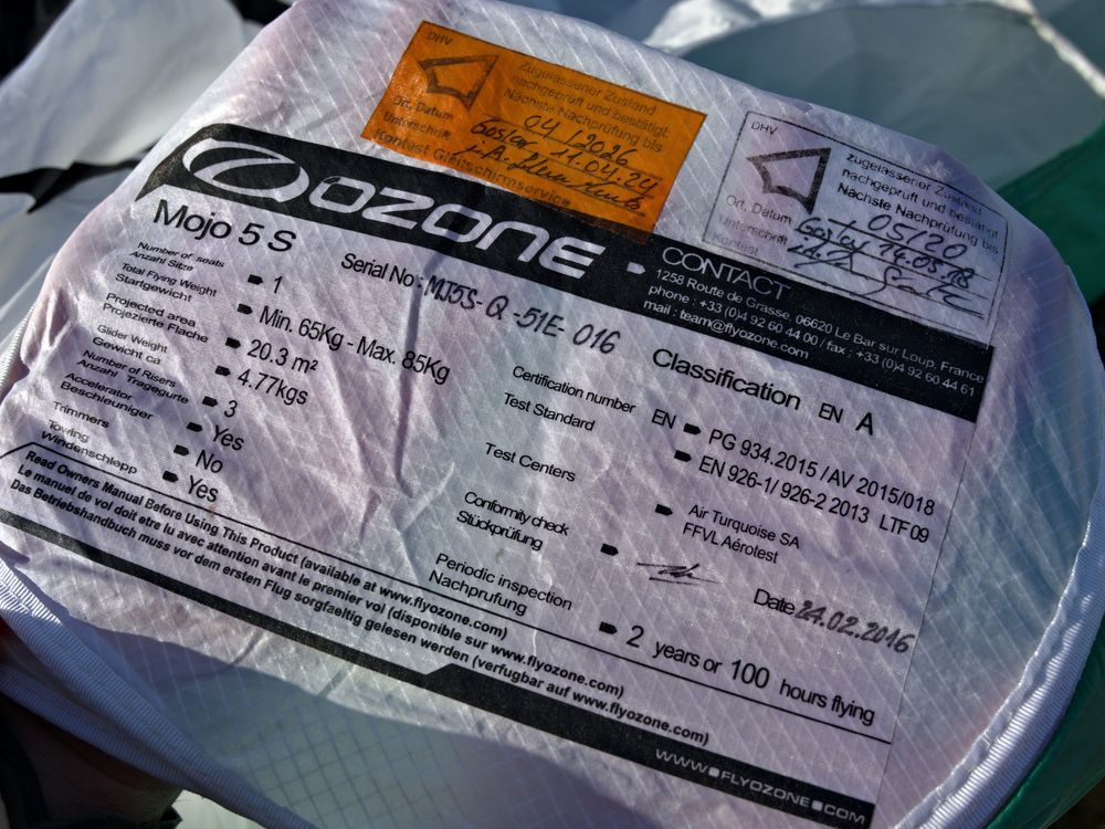 Ozone Mojo 5 S Gleitschirm 2016 gebraucht thumbnail