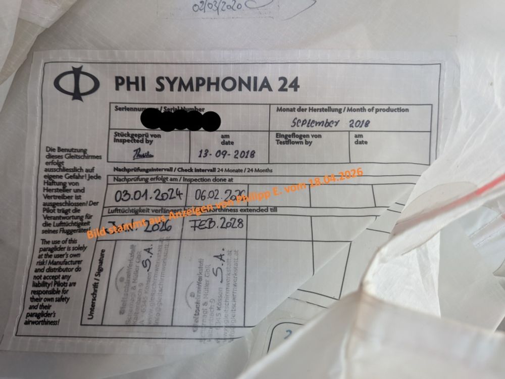 PHI SYMPHONIA L 24 Gleitschirm 2018 gebraucht thumbnail