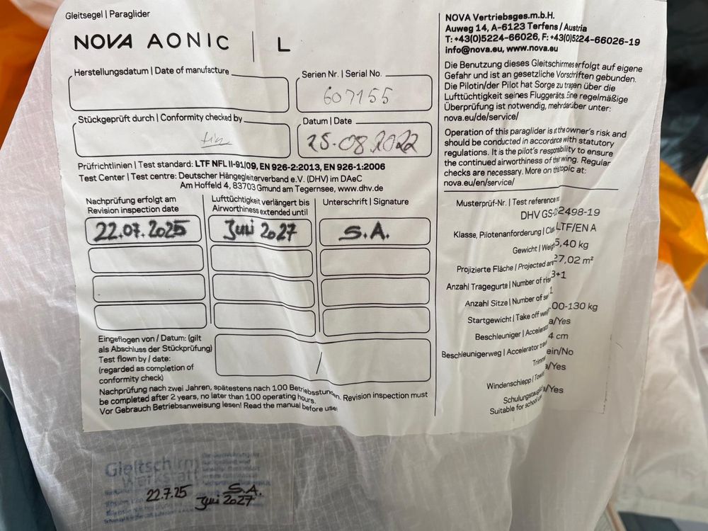 NOVA AONIC L Gleitschirm 2022 gebraucht thumbnail