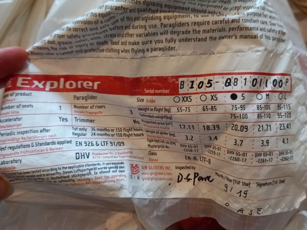 GIN Explorer S Gleitschirm 2019 gebraucht thumbnail