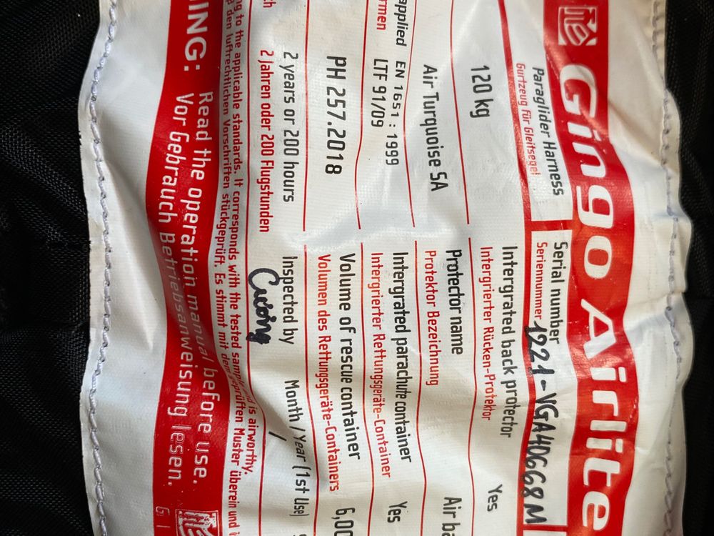 Gin Airlite M Gurtzeug 2018 gebraucht thumbnail