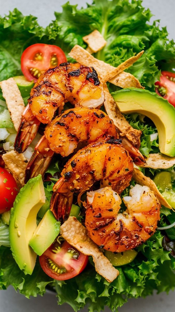 Shrimp Avocado Taco Salad