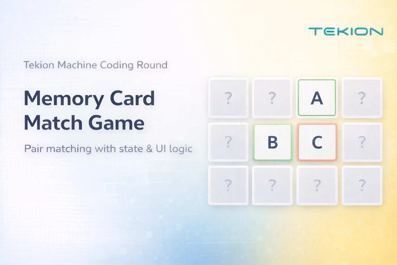 Memory Card Match Game (Tekion Staff Frontend Developer) | React Machine Coding Round