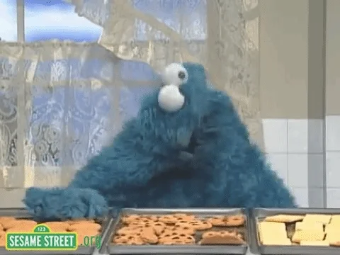 it's cookie monster but pretend they're blueberries