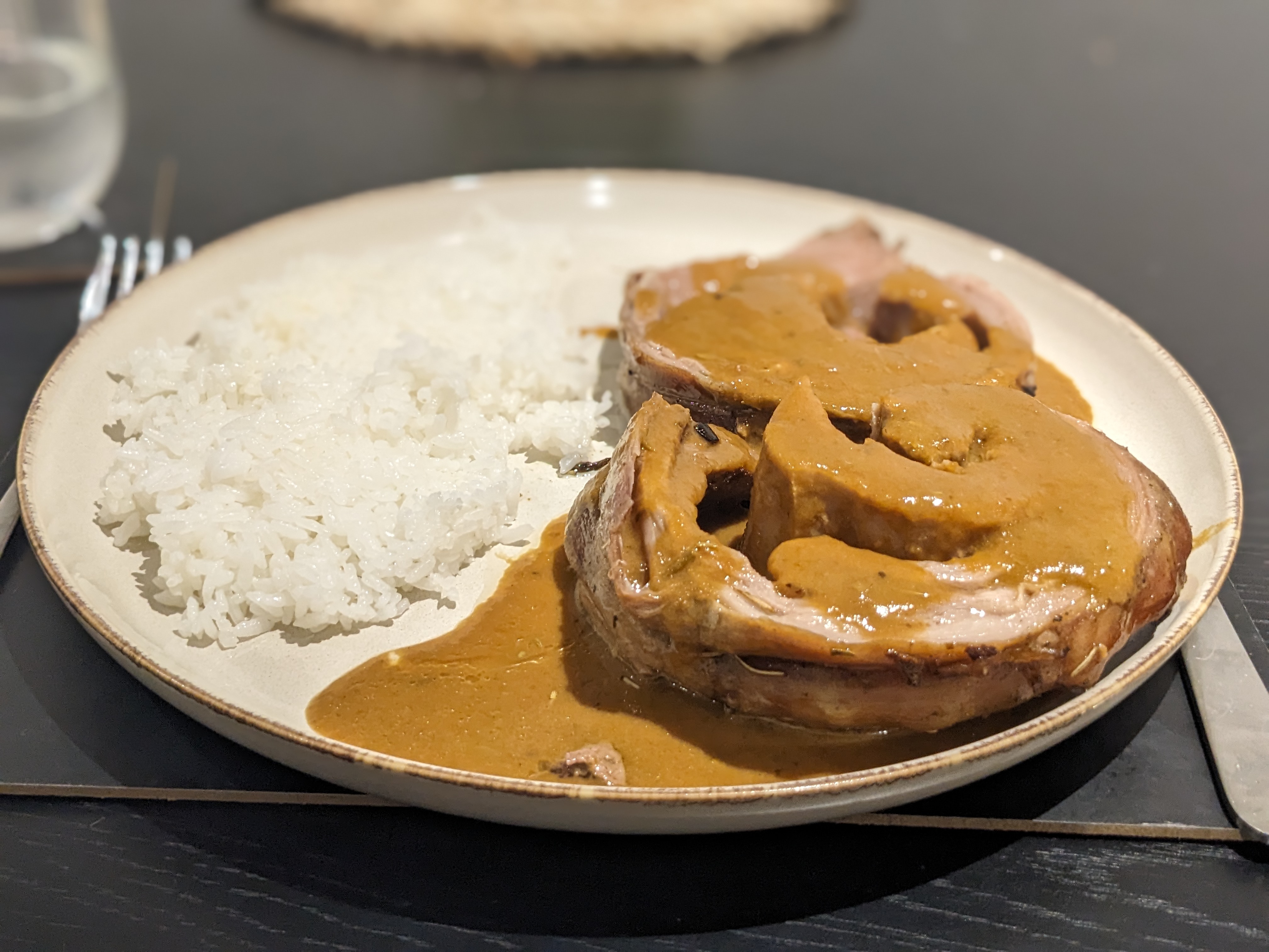 Slow-cooked rolled lamb breast