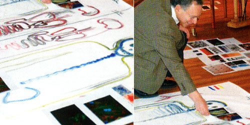 Robert Langer works on the artist's sketch Robert Langer works on the artist's sketch