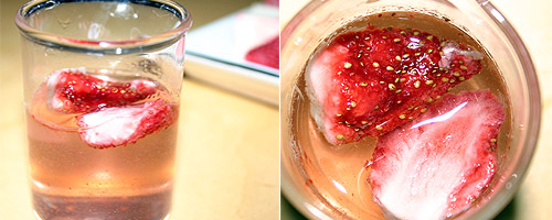 Disintegrating freeze dried strawberry in water © c-lab 2007