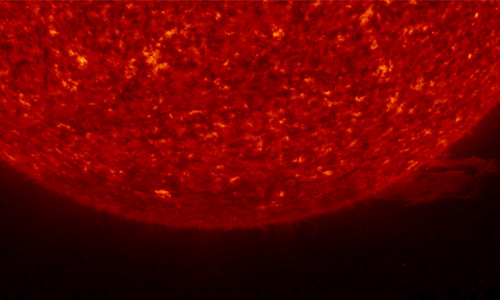 red image of sun by STEREO, credit: NASA