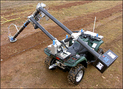 Professor Hirose is currently working with the UN on a robot to clear landmines. Professor Hirose is currently working with the UN on a robot to clear landmines.