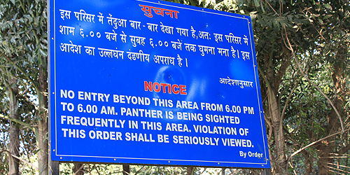 Panther warning sign, IIT Bombay Mumbai, January 2012