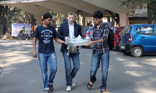 Carrying reactor vessel to exhibition space, IIT Bombay, January 2012
