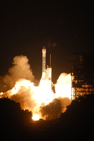 Delta II lifts off launch pad, Credit: NASA