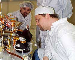 scientists study Lander in lab scientists study Lander in lab