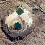 Two lakes inside old volcano, Africa. on Twitpic