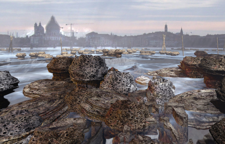 Future Venice: growing an artificial reef under the city (2009-2013), Rachel Armstrong, illustration by Christian Kerrig