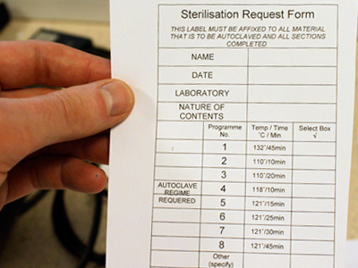 Sterile conditions is a key requirement to working in a laboratory. Pipettes, tubes and media are made sterile by autocl