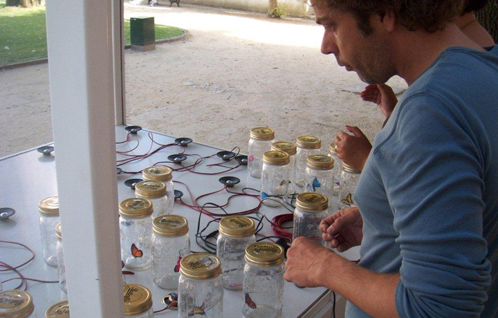 antónio caramelo, setting up 'dreaming of a butterfly', 2011, lisbon, portugal