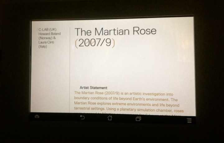 The Martian Rose (2007/9), C-LAB, Microwave International New Media Arts Festival, Hong Kong City Hall, Hong Kong, 2013 