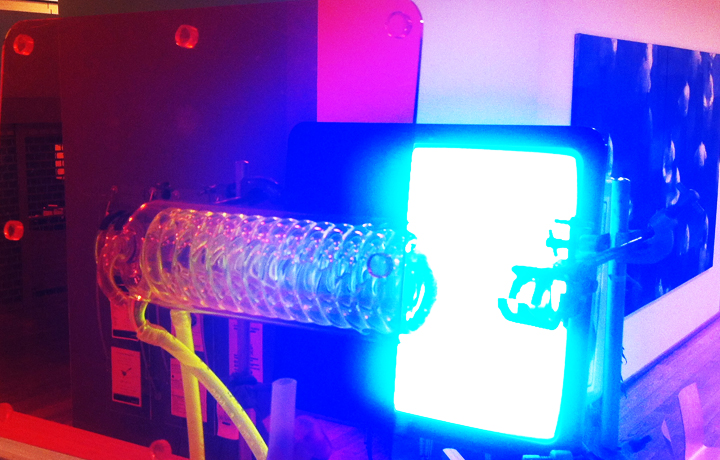Stress-o-stat was deemed illegal and therefore setup using a fluorescent liquid along with video documentation
