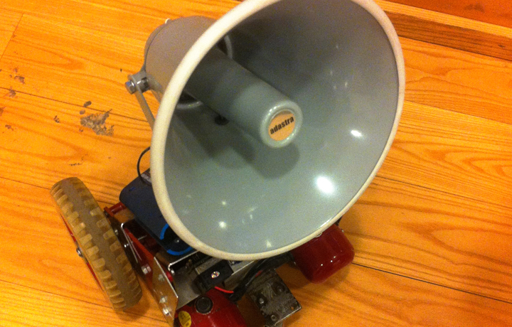 Echo Moiré is a robotic opera-ballet in which a pair of semi-autonomous loudspeaker vehicles is employed to play a room 
