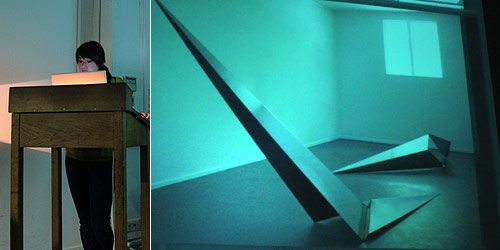 Lilah Fowler showing her mirrored stainless steel sculptures, Power of ten (2009) © c-lab 2010