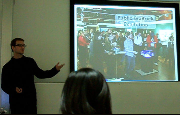Phillip Boeing presenting 'Plastic Republic' UCL 2012 iGEM team.