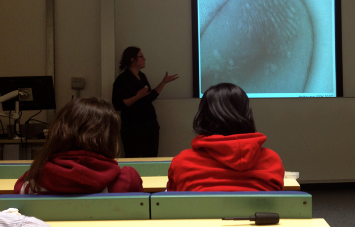 Aurelija Marija Grigonyte presenting 'Plastic Republic' UCL 2012 iGEM team.