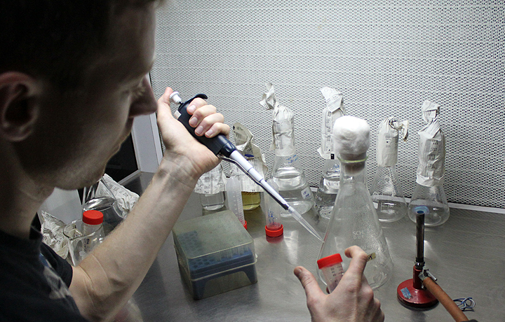 Preparing media solution for Banana Bacteria, IIT Bombay, Techfest, January 2012