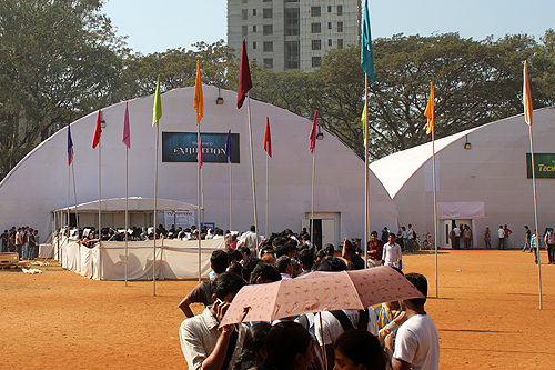 Outside exhibition hall, IIT Bombay, Techfest, January 2012
