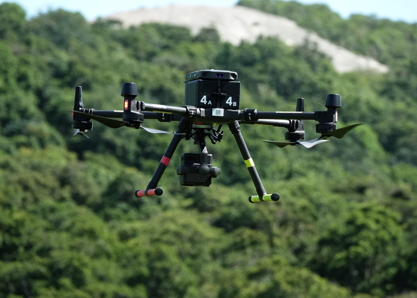 Drone DJIMatrice 300 in flight over oNgoye Forest, South Africa, 2024. Photo: Debbie Jewitt © C-LAB. 