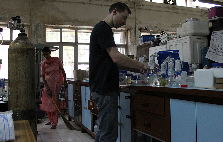 Preparing the work in laboratory as part of Techfest 2012, IIT Bombay, Mumbai, India, January 2012