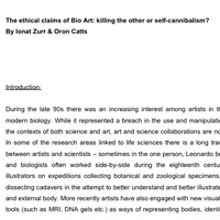 The Ethical Claims of Bio Art