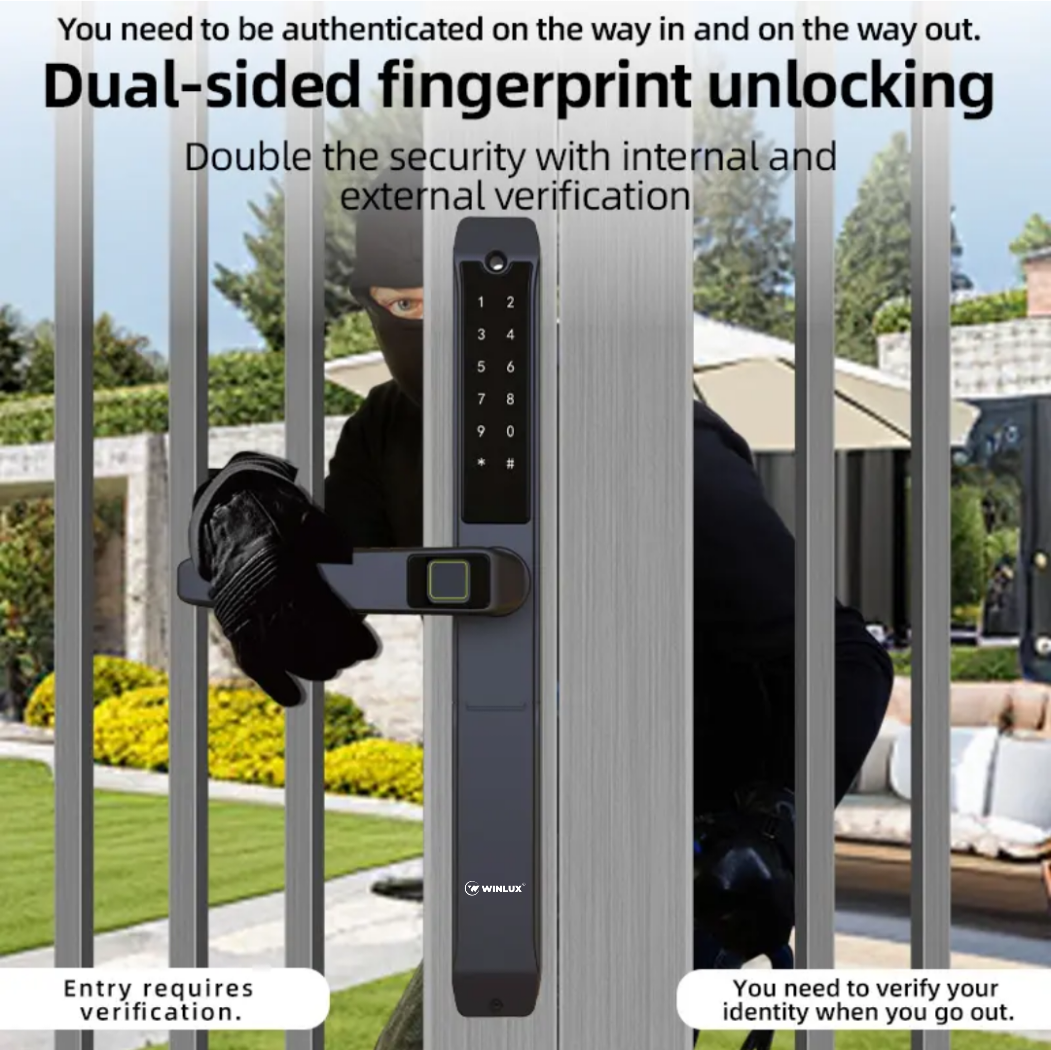 Khóa thông minh cửa nhôm Winlux - FN394 (Vân tay 2 mặt)