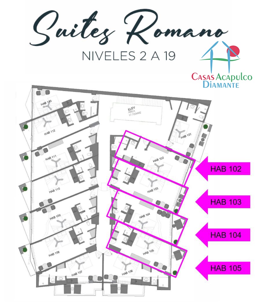 Romano Suites Hab 102-105 - Plano suites disponibles 1