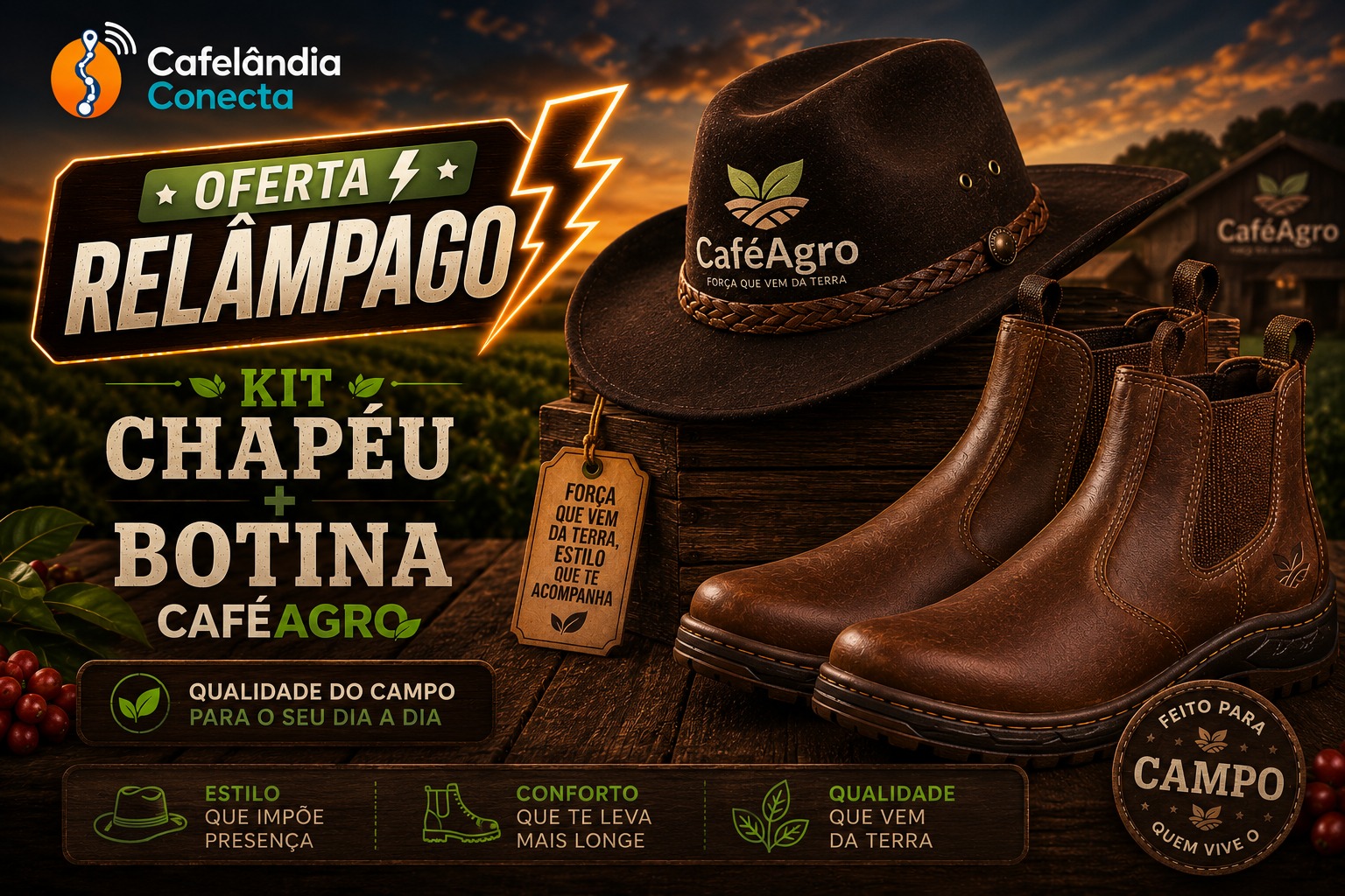 kit Chapéu + Bota