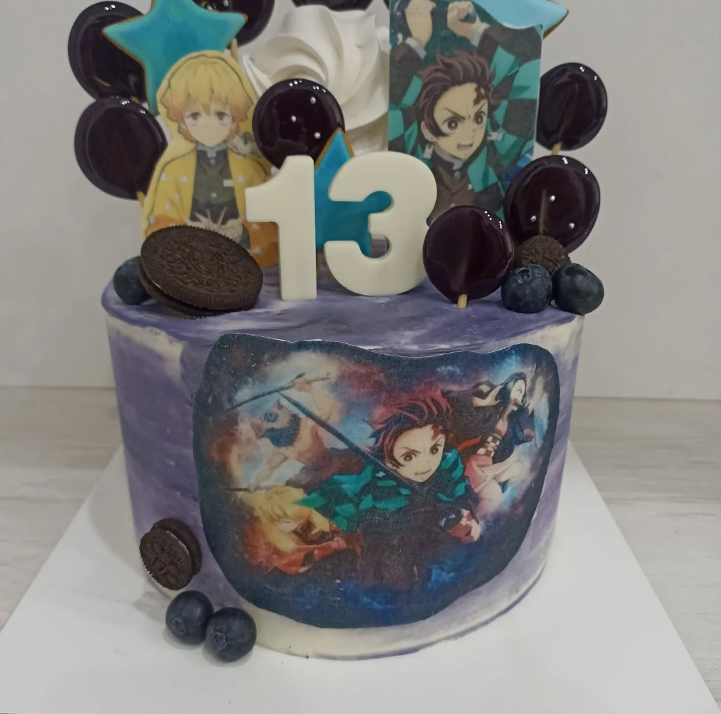 Tort Tematic Anime Demon Slayer cu Cifră 13