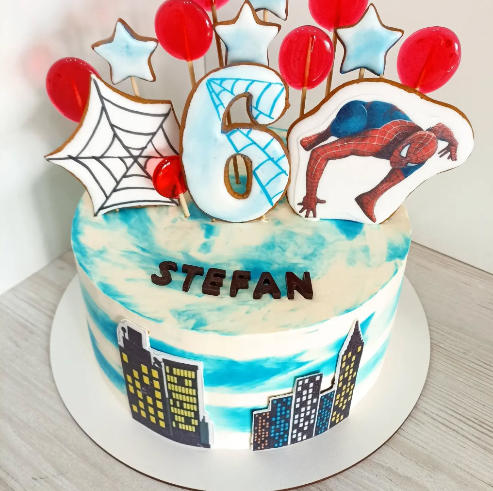 Tort Tematic Spider-Man: Toppere Turta Dulce, Acadele și Nume Ciocolată