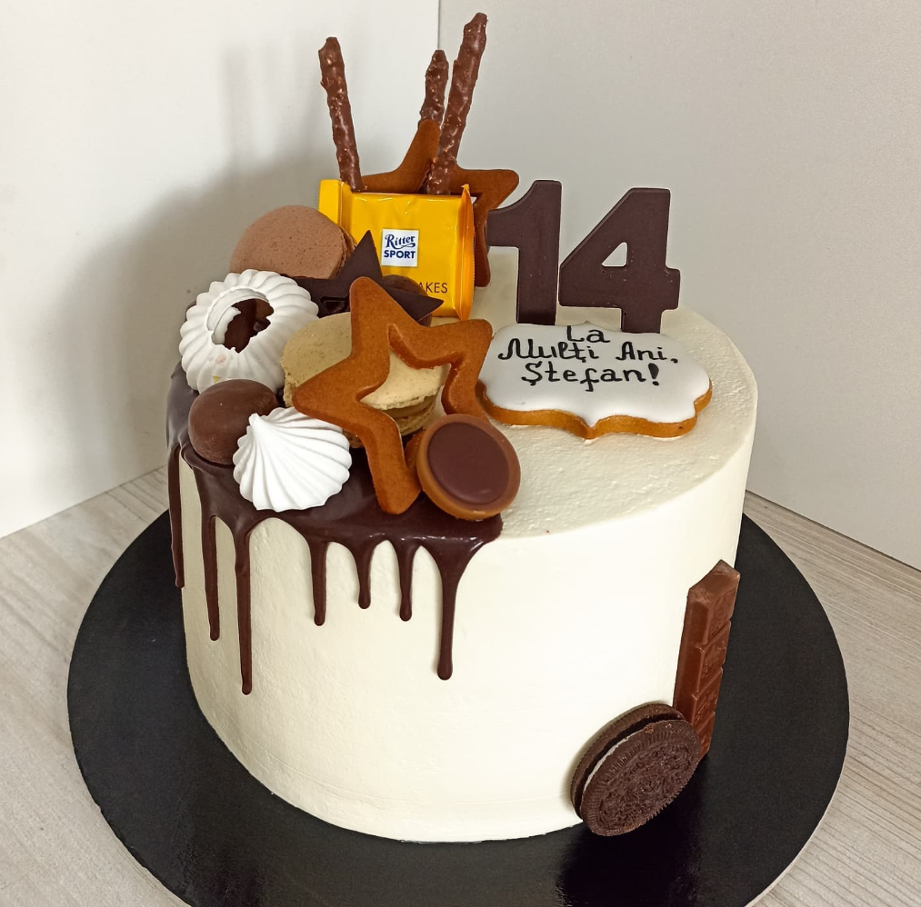 Tort Masculin Candy Overload cu Drip și Cifre