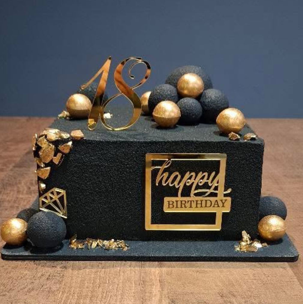 Tort Masculin Premium Black & Gold - Majorat 18 ani