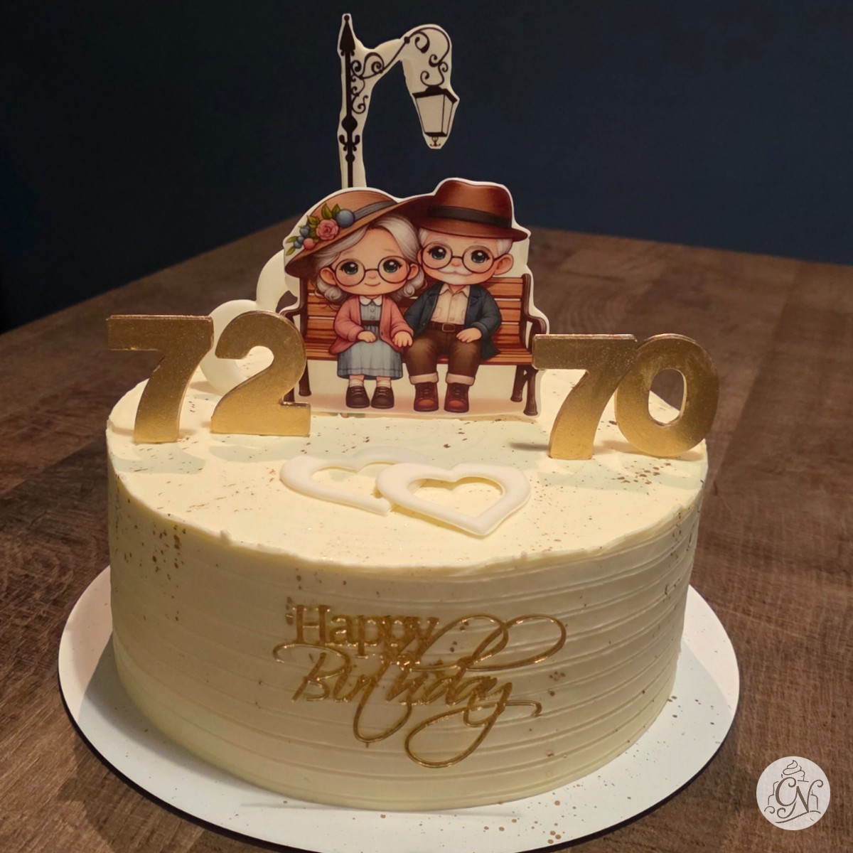 Decor Jubileu: Print Cuplu, Cifre Aurii și Inimioare