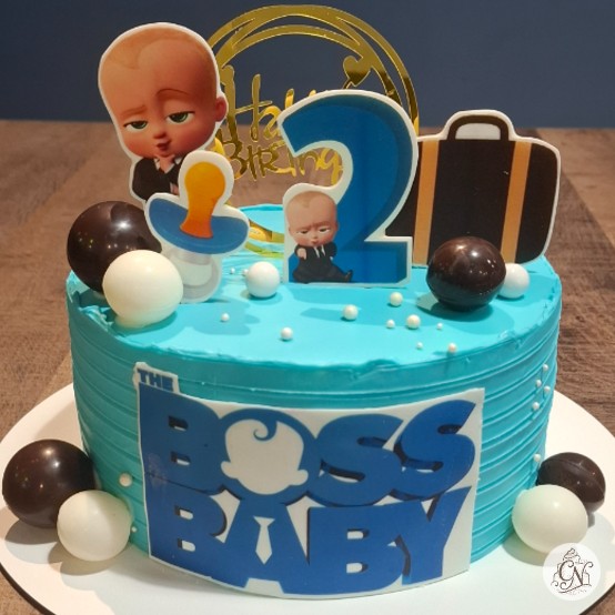 Tort Tematic Boss Baby: Print Vafă, Sfere și Cifră