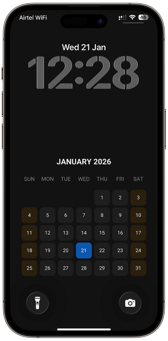 Dark Monthly Calendar Wallpaper for iPhone