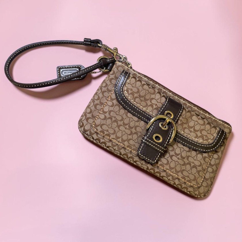 brown wristlet wallet