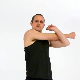 Standing rear delt stretch