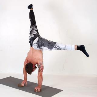 Straddle handstand block walk