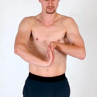 Opposite palms pressed together