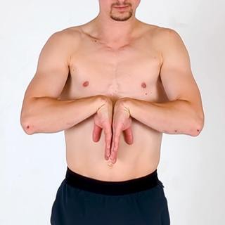 Back hands pressed together