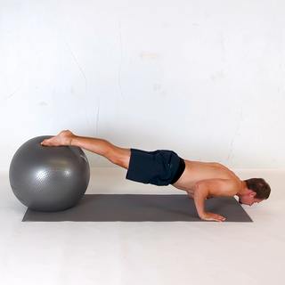 Stability ball decline pushup