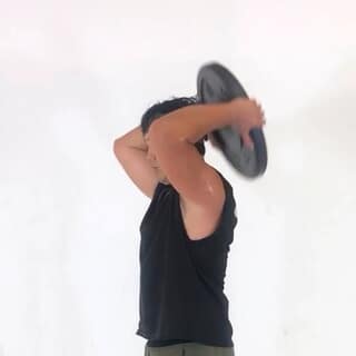 Plate overhead triceps extension